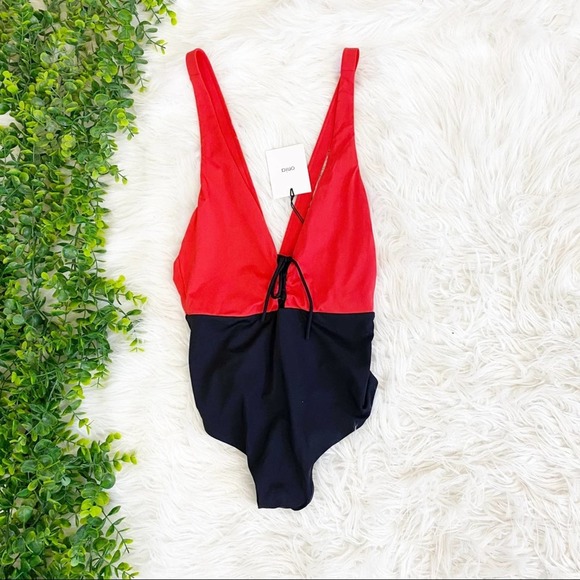 With Tags $175 Onia Iona Lace Up Plunge Swimsuit Size Large - Picture 5 of 11